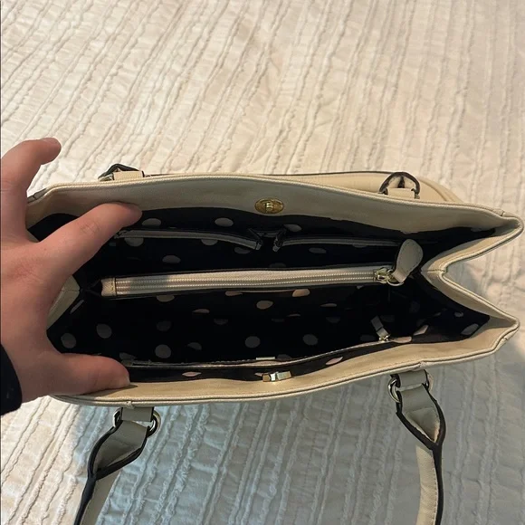 Anne Klein Ivory Shoulder Purse with Gold Details - Picture 4 of 7